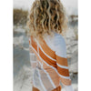 Beige Stripe Rainbow Zip Rash Guard One Piece Youth Swimsuit