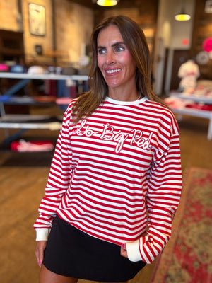 Go Big Red Simple Script Stripe Hi-Dive Sweatshirt