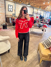 All I Want Bow Sweater in Red