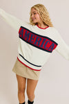 "America" Graphic Long Sleeve Crew Neck Sweater