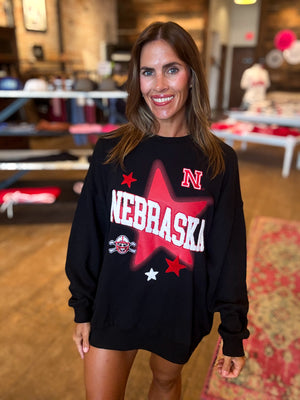 Nebraska Aura Multimedia Oversized Fleece Crew