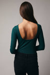 Macy Open Back Bodysuit in Emerald