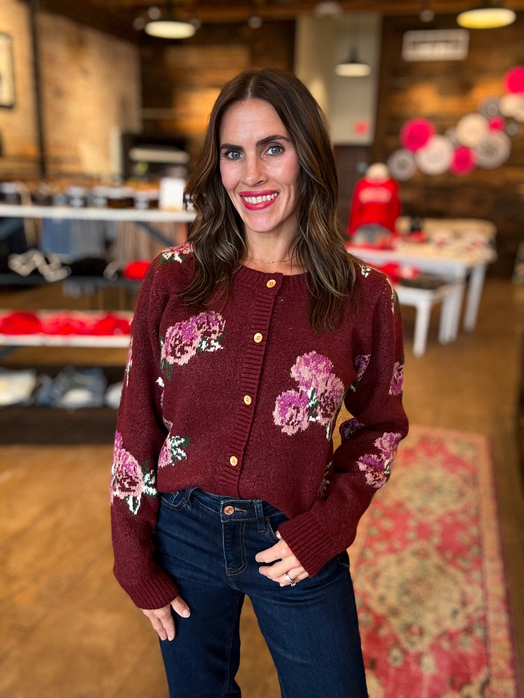 Wine & Flowers Sweater Cardigan