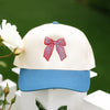 USA Striped Bow Embroidered Hat Light Blue