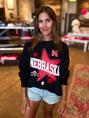 Nebraska Aura Multimedia Oversized Fleece Crew