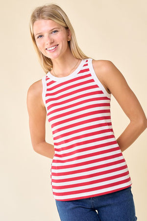Feelin' Like The Fourth of July Striped Tank in Red