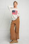 American Flag Distressed Knit Sweater in White