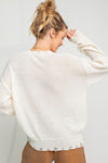 American Flag Distressed Knit Sweater in White