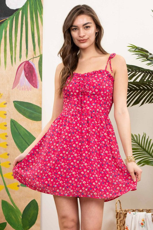 Nellie Floral Dress in Magenta