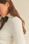 Leesa Cable Knit Turtleneck in Ivory