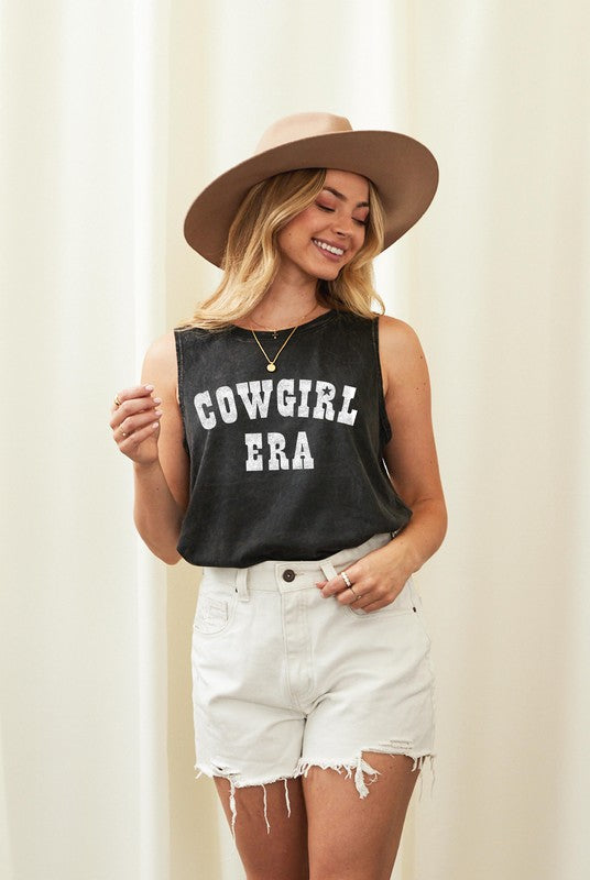 COWGIRL ERA Mineral Graphic Tank Top in Mineral Black