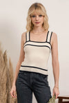 Cora Contrast Knit Tank in Oatmeal