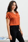 Kellie Button Up Blouse in Rust