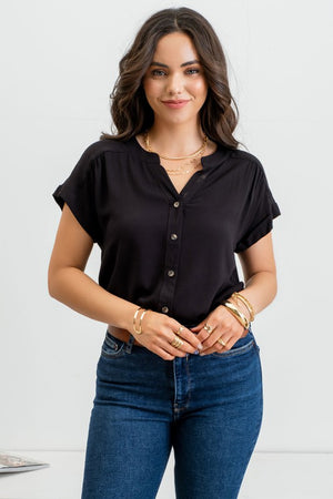 Kellie Button Up Blouse in Black