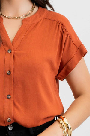 Kellie Button Up Blouse in Rust