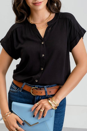 Kellie Button Up Blouse in Black