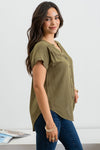 Kellie Button Up Blouse in Olive