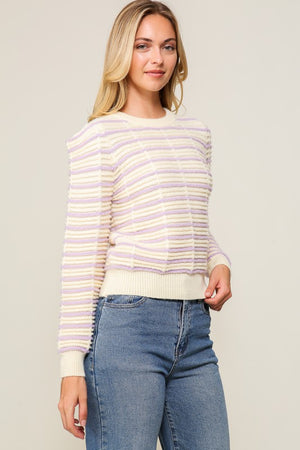 Rachel Striped Sweater in Lavender
