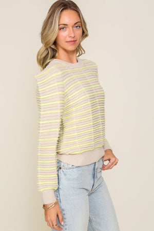 Rachel Striped Sweater in Lime
