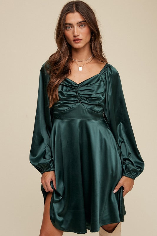 Gigi Emerald Satin Dress