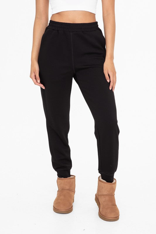 Taylor Contrast Seam Joggers in Black