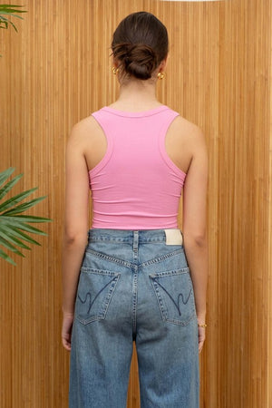 The Everyday Ribbed Tank in Pink