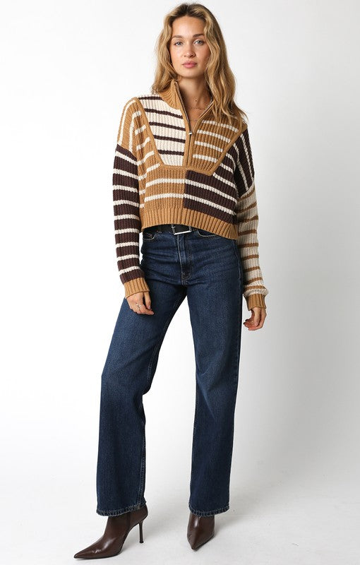 Vivian Sweater in Khaki & Brown