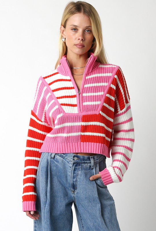 Vivian Sweater in Pink & Red