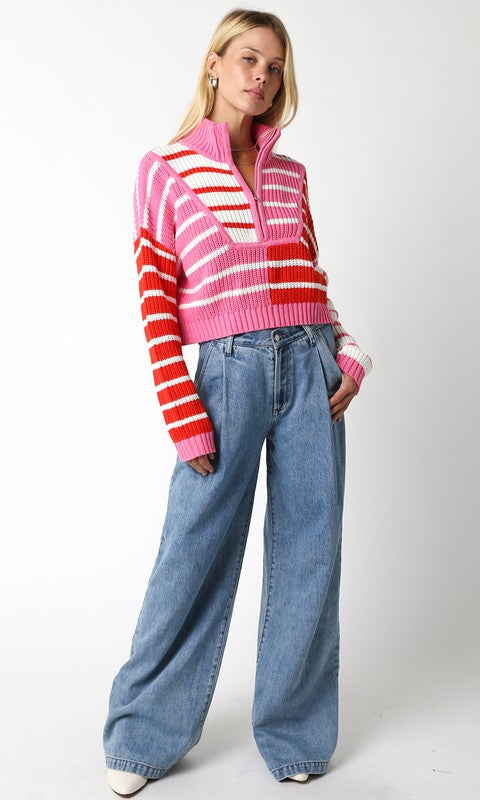 Vivian Sweater in Pink & Red