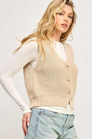 All Yours Chunky Sweater Vest in Beige