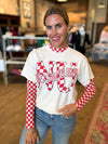 Game Day Red & White Checkered Mesh Top