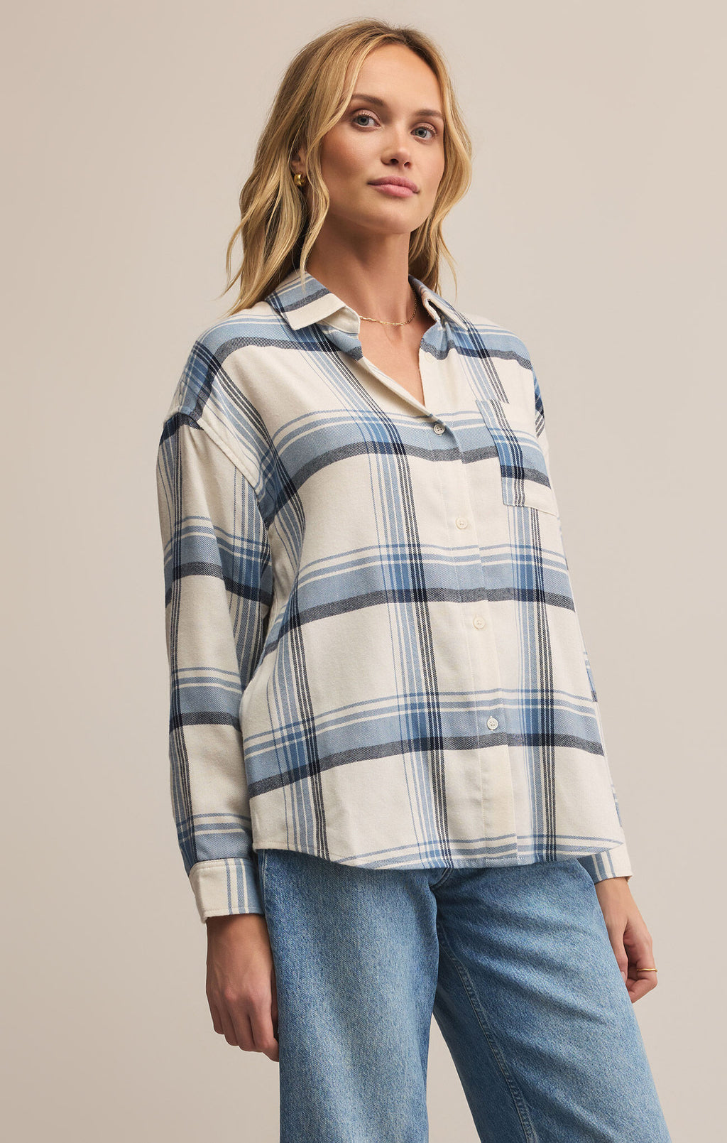 Z Supply River Plaid Shirt in Vintage Indigo