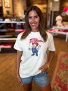 Nebraska Huskers Mascot Flag Off White Thrifted Tee