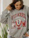 Nebraska Huskers Prep Patch Gray Thrifted Sweatshirt