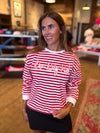 Go Big Red Simple Script Stripe Hi-Dive Sweatshirt