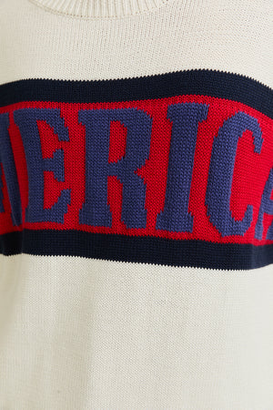 "America" Graphic Long Sleeve Crew Neck Sweater
