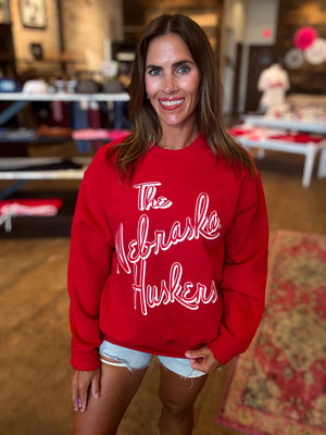 Nebraska Huskers Beverly Red Thrifted Sweatshirt