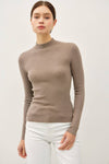 Ribbed Mock Neck Top in Mocha