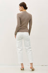 Ribbed Mock Neck Top in Mocha