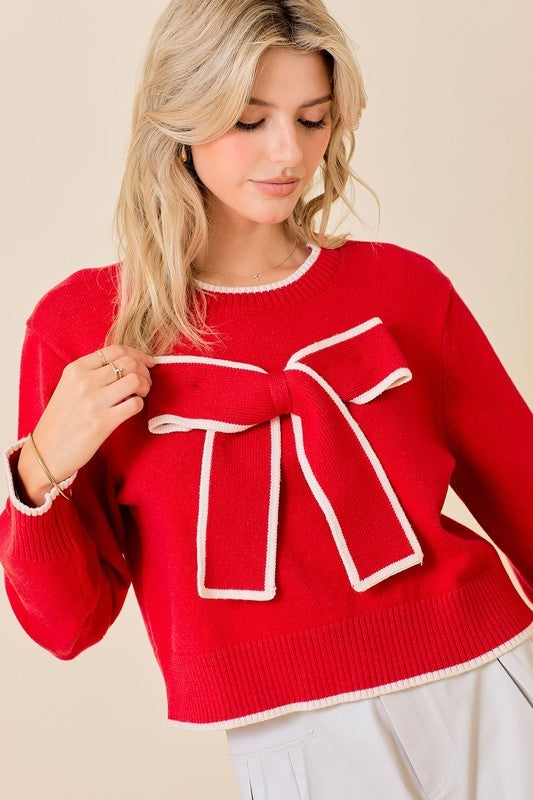 All I Want Bow Sweater in Red