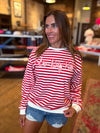 Go Big Red Simple Script Stripe Hi-Dive Sweatshirt