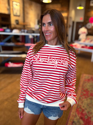 Go Big Red Simple Script Stripe Hi-Dive Sweatshirt