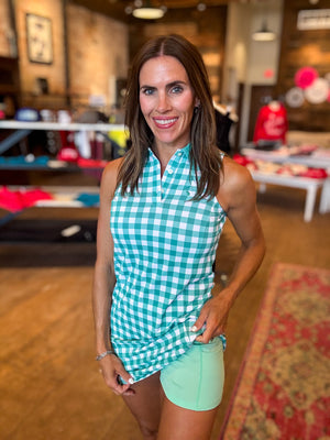 Course or Court Gingham Green Dress