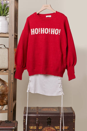 Ho Ho Ho Merry Christmas Sweater in Red