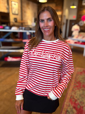 Go Big Red Simple Script Stripe Hi-Dive Sweatshirt