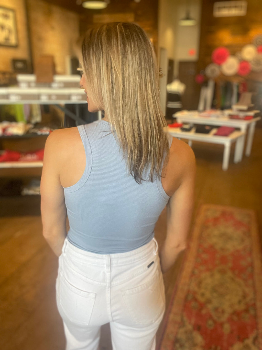 The Everyday Ribbed Tank in Baby Blue