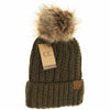 Fuzzy Lined Fur Pom CC Beanie YJ820 in Purple