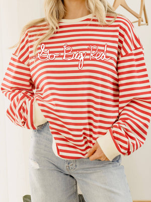 Go Big Red Simple Script Stripe Hi-Dive Sweatshirt