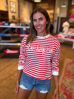 Go Big Red Simple Script Stripe Hi-Dive Sweatshirt