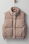 Haven Cropped Puffer Vest in Taupe